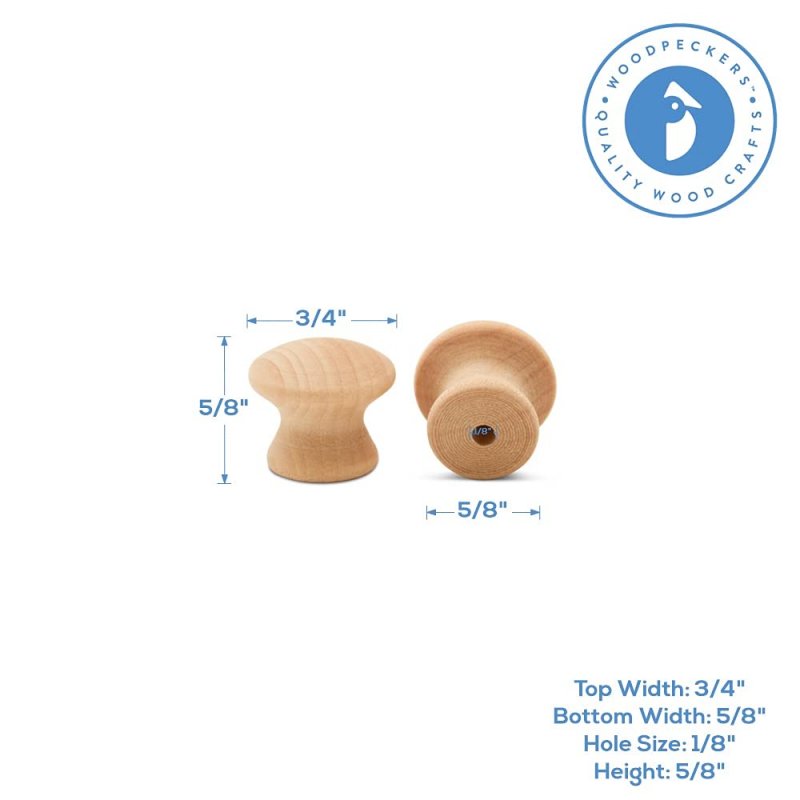 Woodpeckers End Grain Wood Knobs 3 4-inch Pack Of 25 Unfinished Small Wooden For Cabinets Dressers Drawer Pull Furniture