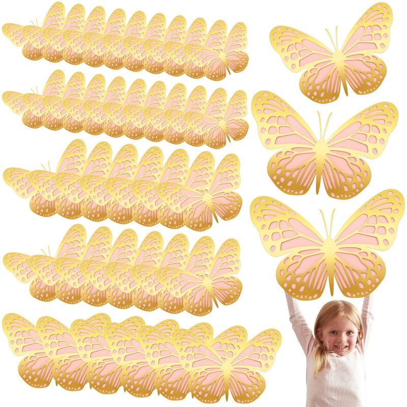 Seajan 40 Pcs Large Butterfly Party Decorations 3d Wall 3 Size Giant Cutouts Big Paper Prop For Birthday Baby Shower Nursery
