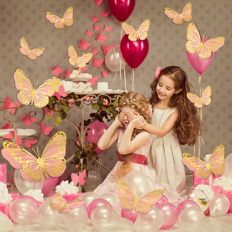 Seajan 40 Pcs Large Butterfly Party Decorations 3d Wall 3 Size Giant Cutouts Big Paper Prop For Birthday Baby Shower Nursery