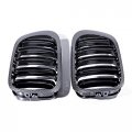 Pair Front Hood Kidney Grille Carbon Fiber Glossy Black Compatible With 1999-2002 Bmw E46 2-door 318is 323is 328is 318i 323i