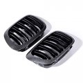 Pair Front Hood Kidney Grille Carbon Fiber Glossy Black Compatible With 1999-2002 Bmw E46 2-door 318is 323is 328is 318i 323i