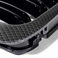 Pair Front Hood Kidney Grille Carbon Fiber Glossy Black Compatible With 1999-2002 Bmw E46 2-door 318is 323is 328is 318i 323i