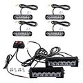 2pcs 6-led Strobe Light Bar W Brackets 4pcs Surface Mount Slim Flashing Lamps For Car Suv Pickup Truck Van Amber