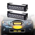 2pcs 6-led Strobe Light Bar W Brackets 4pcs Surface Mount Slim Flashing Lamps For Car Suv Pickup Truck Van Amber