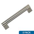 5 Pack Rok Hardware 6-5 16 160mm Center Brushed Nickel Euro Twin Bar Style Solid Metal Kitchen Cabinet Drawer Door Handle Pull 