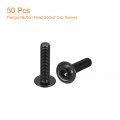 Uxcell Flanged Button Head Socket Cap Screws 50pcs M6x25mm 304 Stainless Steel Black Oxide Drive Fasteners Bolts Fully Thread