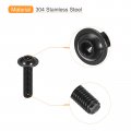 Uxcell Flanged Button Head Socket Cap Screws 50pcs M6x25mm 304 Stainless Steel Black Oxide Drive Fasteners Bolts Fully Thread