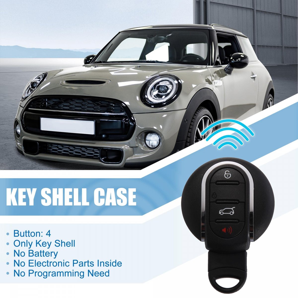 Car Key Fob Shell 4 Button Remote Control Case Keyless Entry Housing Replacement Black For Mini Cooper 2015-2019