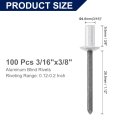 100pcs 3 16 X3 8 Aluminum Blind Rivets Grip And Steel Mandrel Closed End Long Split For Metal Furniture Automotive Silver