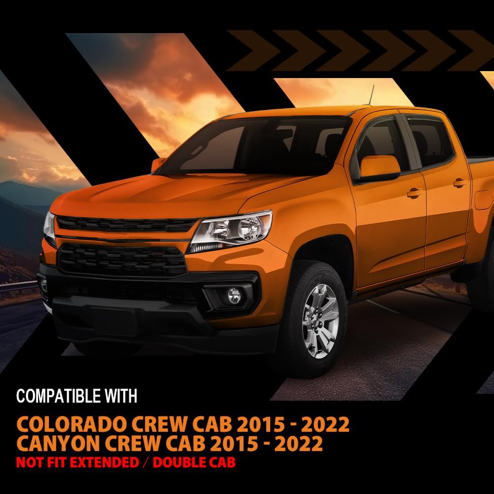 In-channel Side Window Vent Visor Deflectors Rain Guards For Chevy Colorado Crew Cab 2015-2022 Fit Gmc Canyon Not Extended