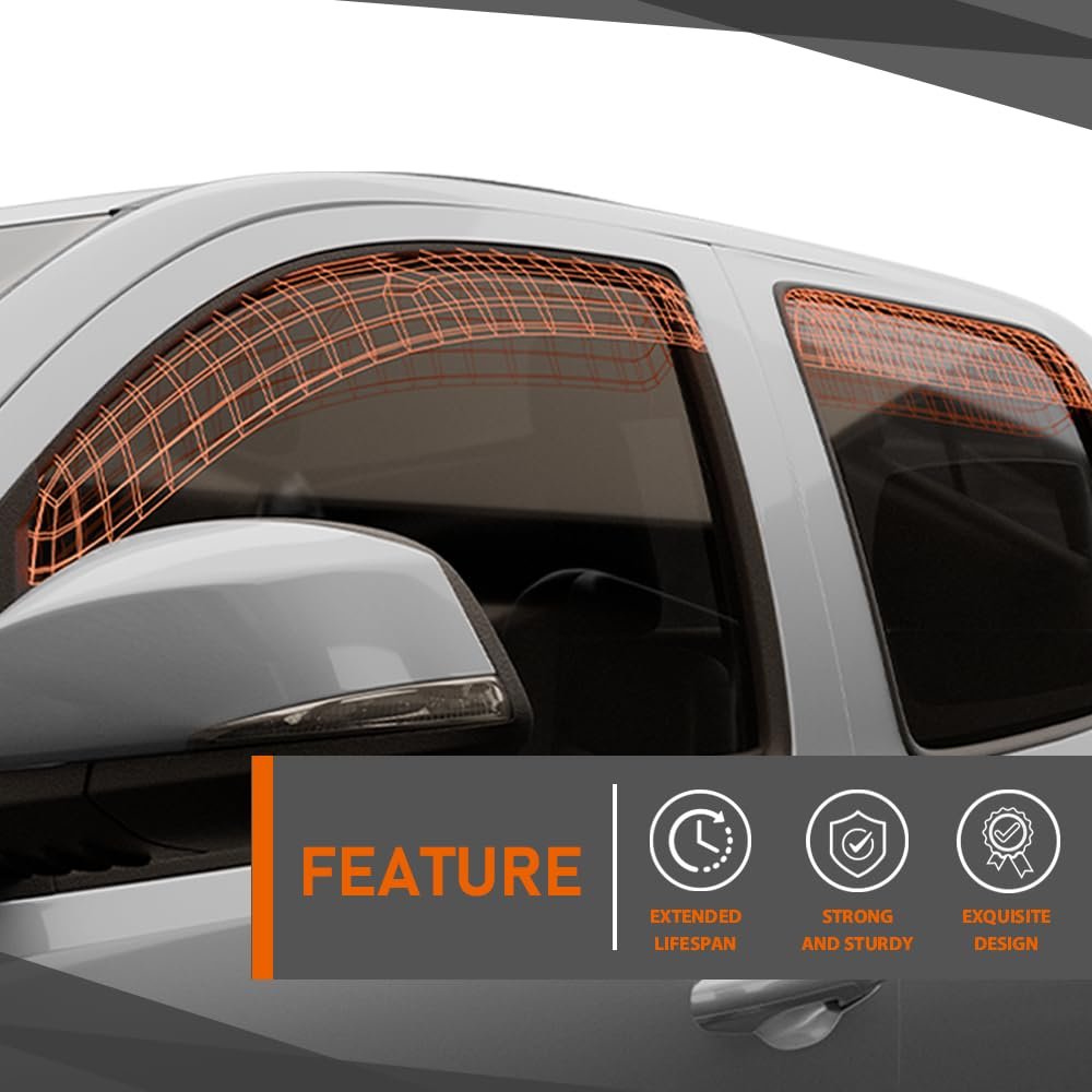 In-channel Side Window Vent Visor Deflectors Rain Guards For Chevy Colorado Crew Cab 2015-2022 Fit Gmc Canyon Not Extended