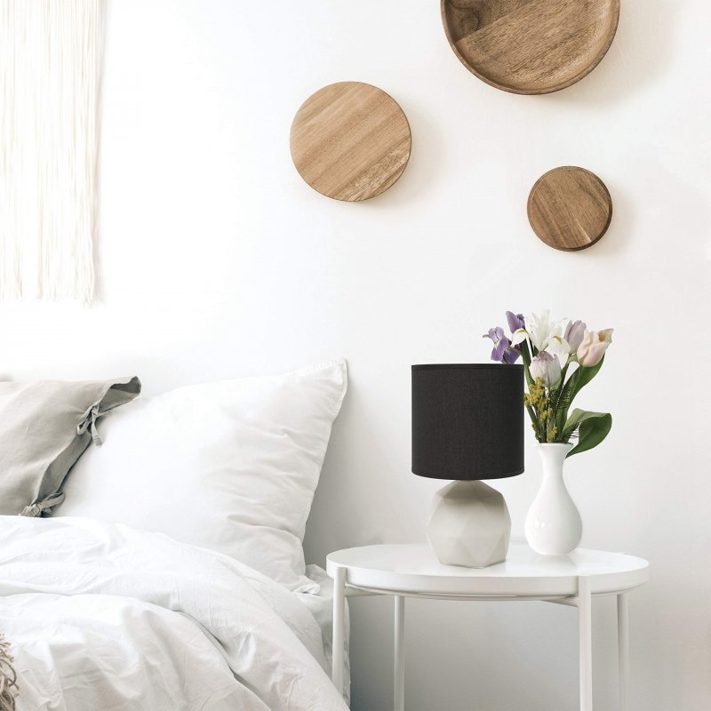 Simple Designs Lt2060-blk Geometric Concrete Table Lamp Black
