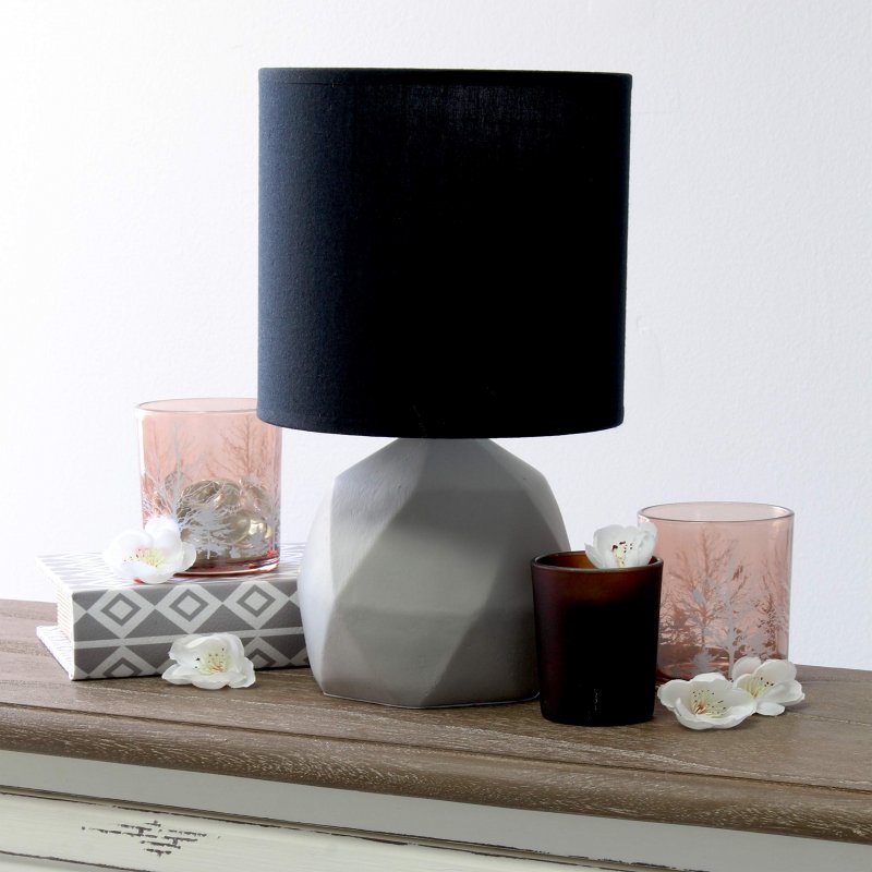 Simple Designs Lt2060-blk Geometric Concrete Table Lamp Black