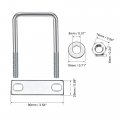 Uxcell Square U-bolts 2-3 8 60mm Inner Width Carbon Steel M8 With Nuts Frame Plate Round Washers 2 Set