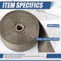 Auto Dynasty Exhaust Header Heat Wraps Roll With 5 Steel Ties 2in X 30ft Fiberglass Shield Tape For Motorcycle Car Exhausts