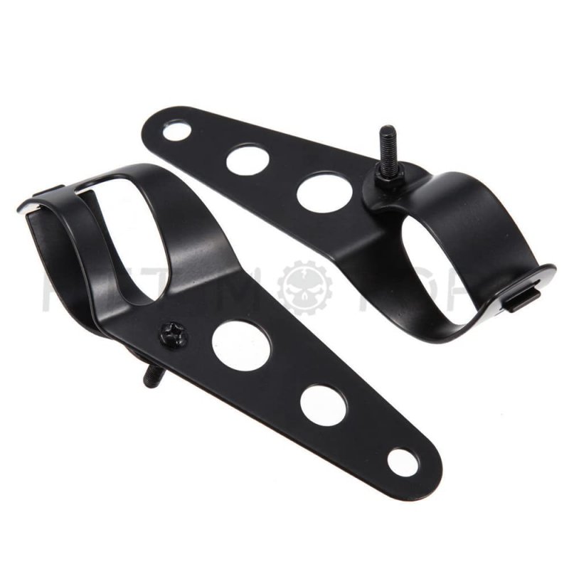 Side Mount Headlight Clamp Brackets For 34 To 46mm Fork Tubes Universal Motorcycle Billet Aluminum Black Mt299-006-bk1