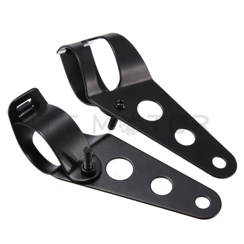 Side Mount Headlight Clamp Brackets For 34 To 46mm Fork Tubes Universal Motorcycle Billet Aluminum Black Mt299-006-bk1