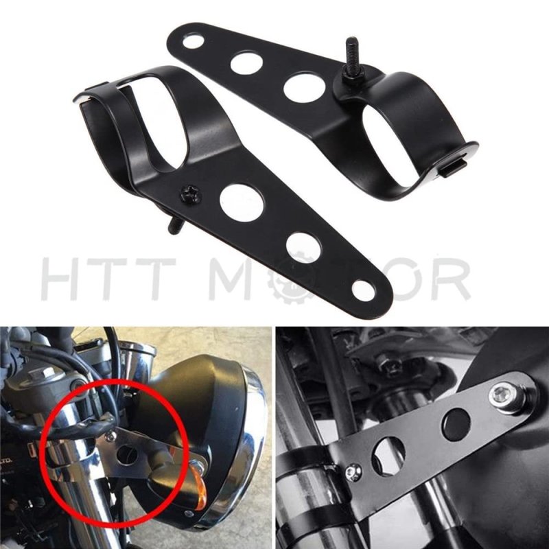 Side Mount Headlight Clamp Brackets For 34 To 46mm Fork Tubes Universal Motorcycle Billet Aluminum Black Mt299-006-bk1