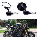 Universal Black Motorcycle Aluminum Rearview Side Mirrors 7 8 Bar End For Cafe Racer Bobber Cruiser Scooter Black 1