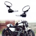 Universal Black Motorcycle Aluminum Rearview Side Mirrors 7 8 Bar End For Cafe Racer Bobber Cruiser Scooter Black 1