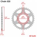 Caltric Rear Wheel Chain Sprocket Compatible With Kawasaki Zx-6r Ninja Zx600 1998 1999-2002 40 Teeth