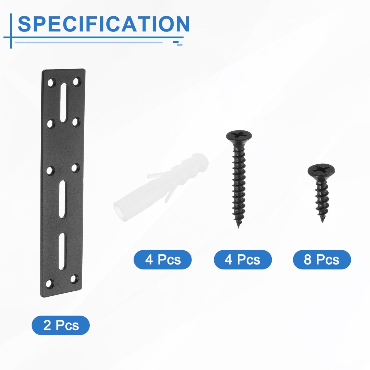 Straight Steel Flat Plate 2pcs 177x40mm Heavy Duty Mending With Holes Metal Reinforcement Mounting Joining Bracket Screws For