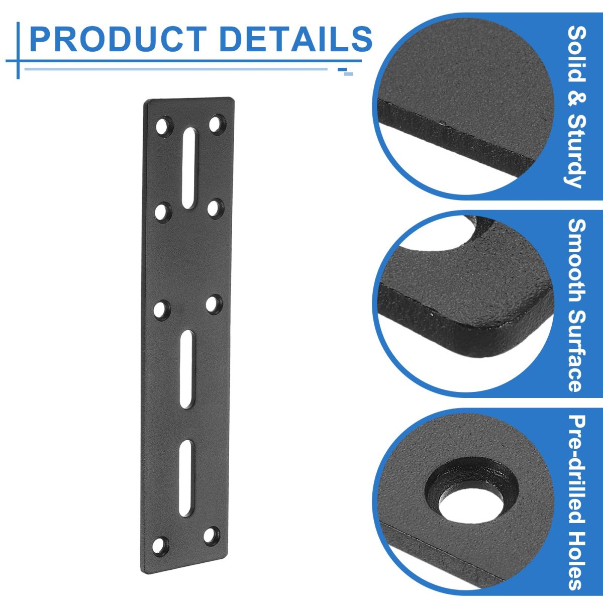Straight Steel Flat Plate 2pcs 177x40mm Heavy Duty Mending With Holes Metal Reinforcement Mounting Joining Bracket Screws For
