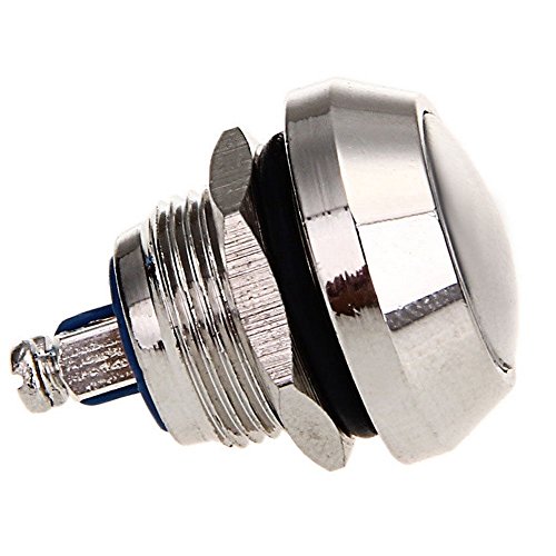 Round Momentary Metal Push Button Switch 12mm Dc 36v 2a With Screw Terminals Silver Panel Mount Normally Open Home0061