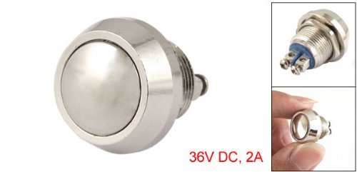 Round Momentary Metal Push Button Switch 12mm Dc 36v 2a With Screw Terminals Silver Panel Mount Normally Open Home0061