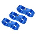3pcs Aluminum Alloy An12 Car Hose Separator Clamp Fuel Line Connector For Oil Blue 