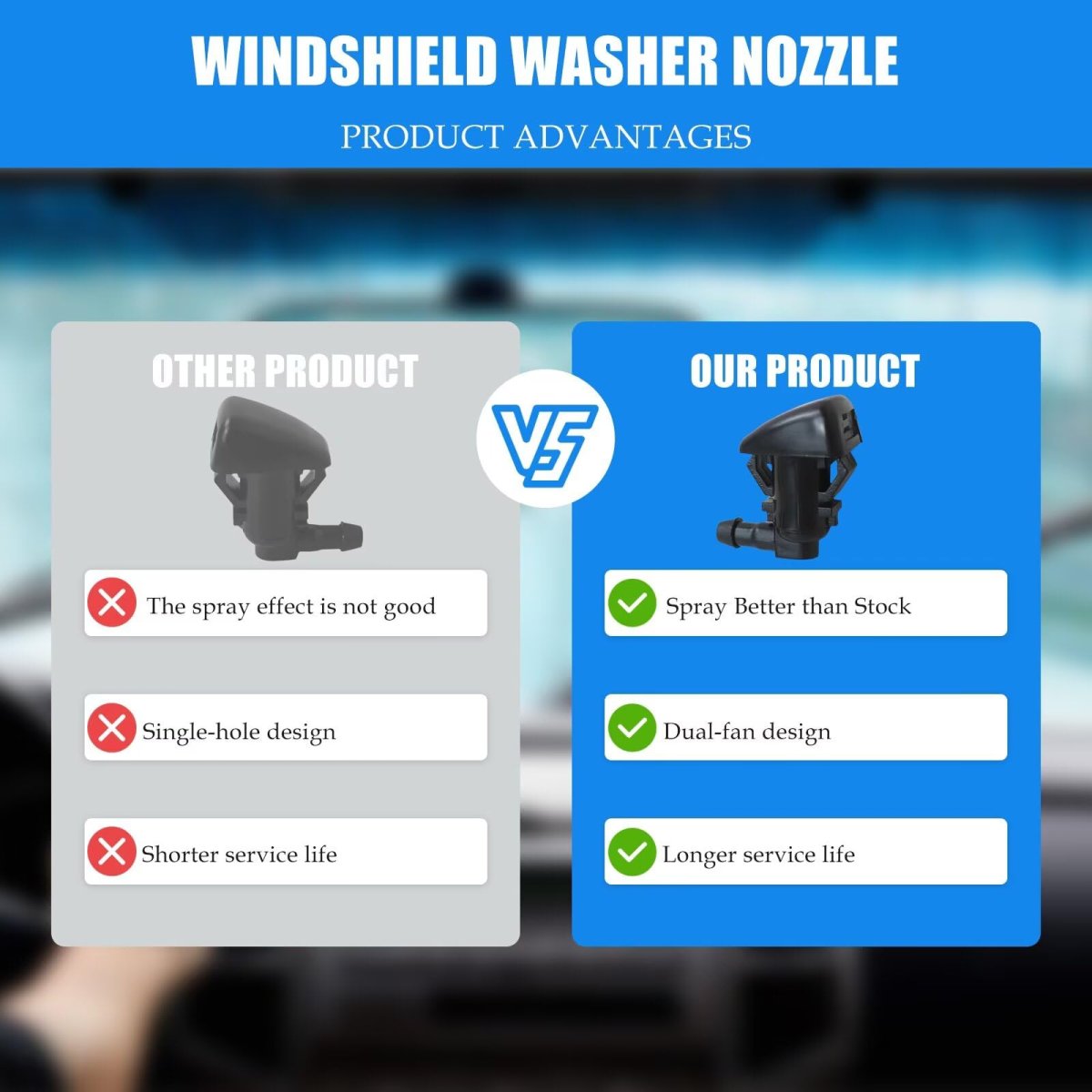 Jeep Grand Cherokee Wk Wk2 Wl 2005-2023 All Models Windshield Washer Nozzle 2-pack For Base L-aredo L-imited O-verland S-ummit