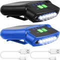Mudder 2 Pieces Led Clip On Cap Lights Usb Rechargeable Flashlight Waterproof Ultra Bright Hands-free Hat Light Headlamp For 