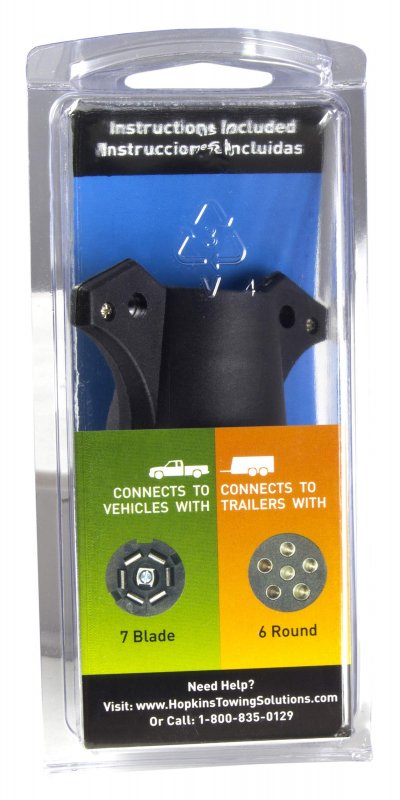 Hopkins 47545 Endurance Flex-coil 7 Rv To 6 Pole Round Adapter