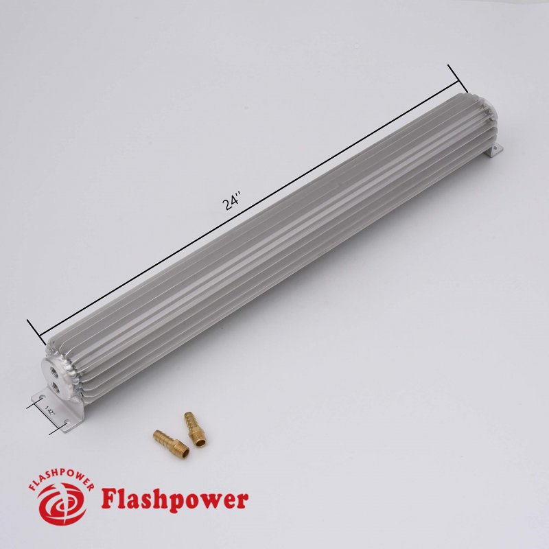 24 In Aluminum Finned Transmission Oil Cooler Dual Pass Universal Fit With Two 1 4 Npt Fittings For Custom Builds And Classic
