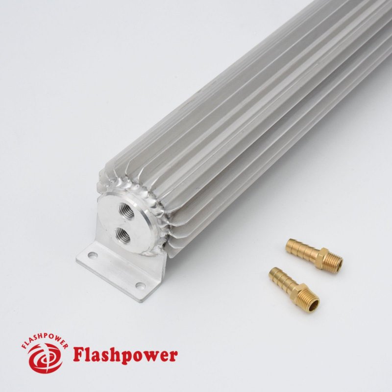 24 In Aluminum Finned Transmission Oil Cooler Dual Pass Universal Fit With Two 1 4 Npt Fittings For Custom Builds And Classic