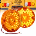 2pc 7in Round 47 Led Turn Signal Tail Light Amber For School Bus Transit Vehicles Refuse Hauler Trailer Truck Dot Fmvss 108 Sae 