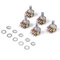 5pcs B10k Dual Stereo Potentiometer 6 Pin Linear Taper Splined 16mm Shaft With Nuts And Washers
