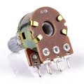 5pcs B10k Dual Stereo Potentiometer 6 Pin Linear Taper Splined 16mm Shaft With Nuts And Washers