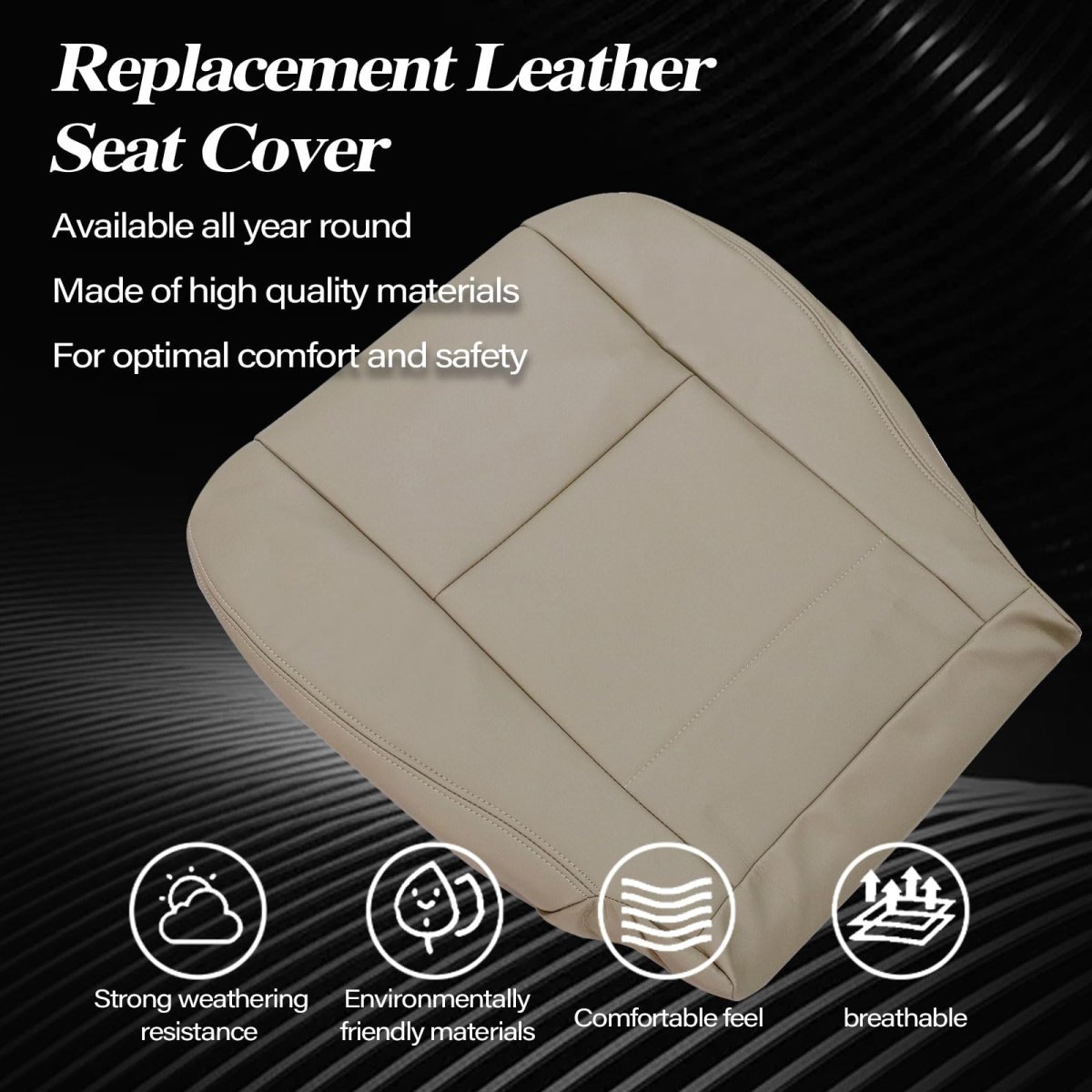 Secos Driver Passenger Bottom Top Leather Seat Cover Tan Headrest For Toyota Sequoia Tundra 2000 2001 2002 2003 2004 2005 2006