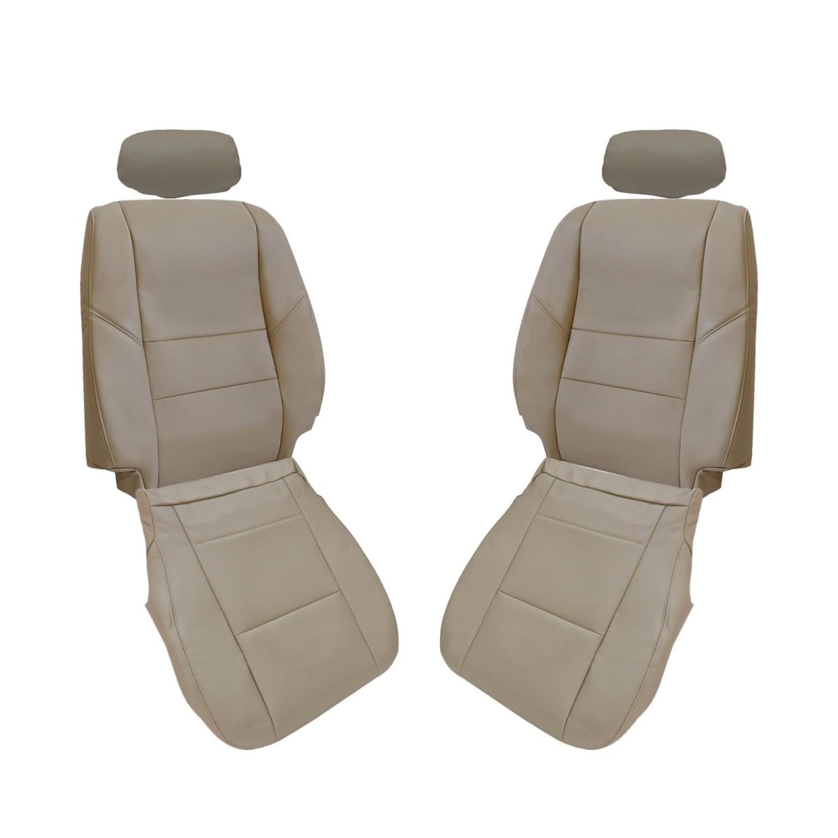Secos Driver Passenger Bottom Top Leather Seat Cover Tan Headrest For Toyota Sequoia Tundra 2000 2001 2002 2003 2004 2005 2006