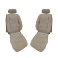 Secos Driver Passenger Bottom Top Leather Seat Cover Tan Headrest For Toyota Sequoia Tundra 2000 2001 2002 2003 2004 2005 2006 