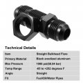 X Autohaux Car Straight Bulkhead Fuel Fitting 10an Male To Flare Union Adapter Black