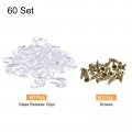 Uxcell 60set Glass Retainer Clips Kit 20mm Plastic Cabinet With Screws For Fixing 3mm Thick Doors Mirror Clear