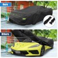 X Autohaux Waterproof Car Cover For Chevrolet Corvette C3 1968-1982 Outdoor Full With Zipper Door Snow Rain Dust All Weather