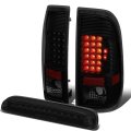 Compatible With 08-16 Ford Super Duty Full Led Tail Light 3rd Third Brake Lamp Black Smoked