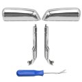 Saihisday 2pcs Top And Side Clip-on Front Door Mirror Housing Covers Caps Chrome Exterior Rearview Cover Trim Replacement For 