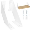 Heavy Duty Solid Iron Wall Shelf Brackets 15cm White Support For Wooden Shelves 2 Pack Wd40066 