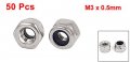Uxcell M3 X 0 5mm 304 Stainless Steel Nylon Insert Hex Lock Nuts 50pcs