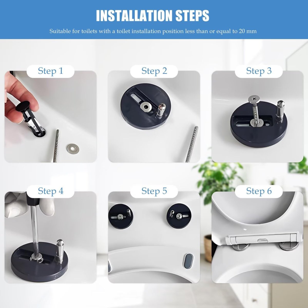 4 Pack Toilet Seat Bolt Set Universal Fit Screws Tool-free Installation Replacement Mounting Hardware Kit