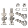 Carriage Bolts Screws 4 Sets 1 2-13 X 2-1 2 304 Stainless Steel Assortment Round Head Square Neck With Hex Nuts Flat Washers 